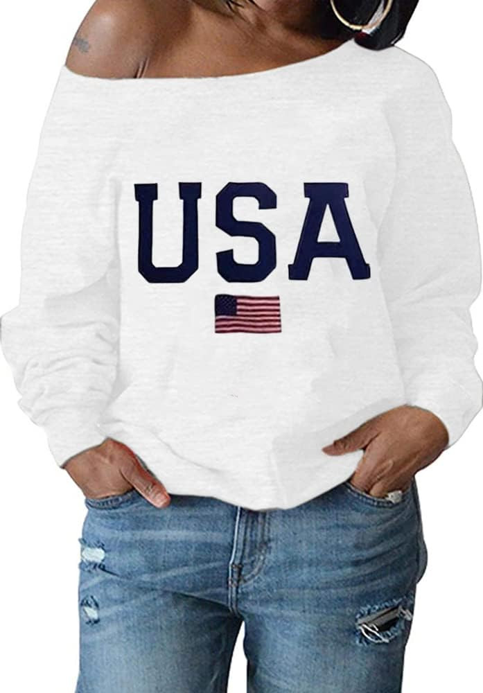 Women Oversized Off the Shoulder Blouse Long Sleeve Loose Slouchy Sweatshirt Pullover Plus Size L... | Amazon (US)
