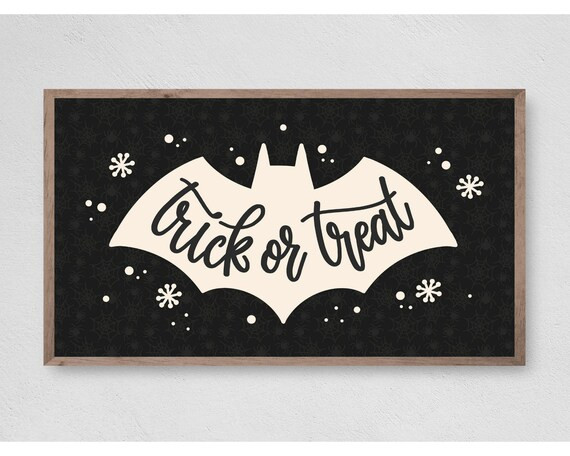 The Frame TV Art  Black & White  Trick or Treat  Bat  | Etsy | Etsy (US)