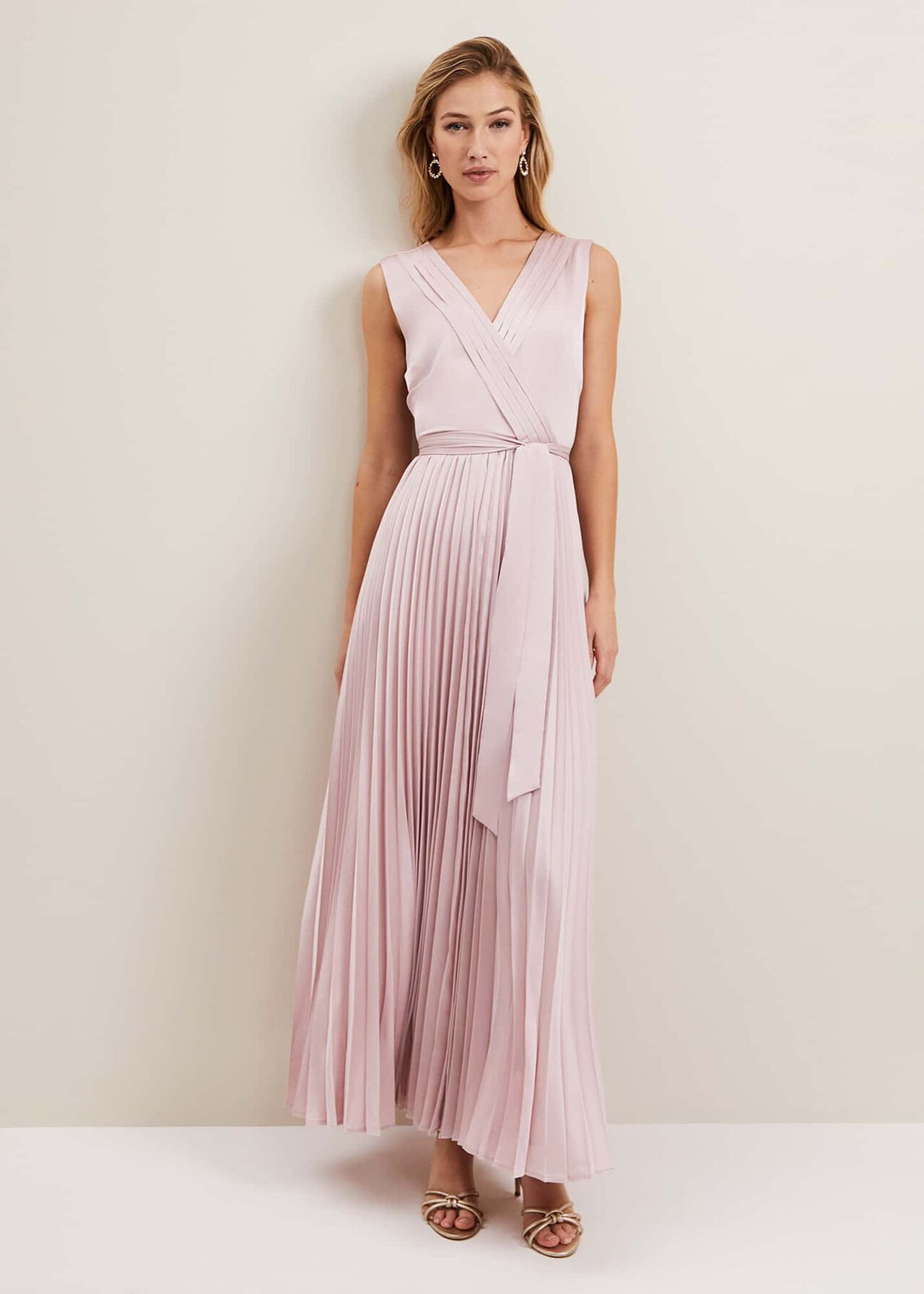 Bonnie Pleat Wrap Satin Maxi Dress | Phase Eight UK | | Phase Eight (UK)