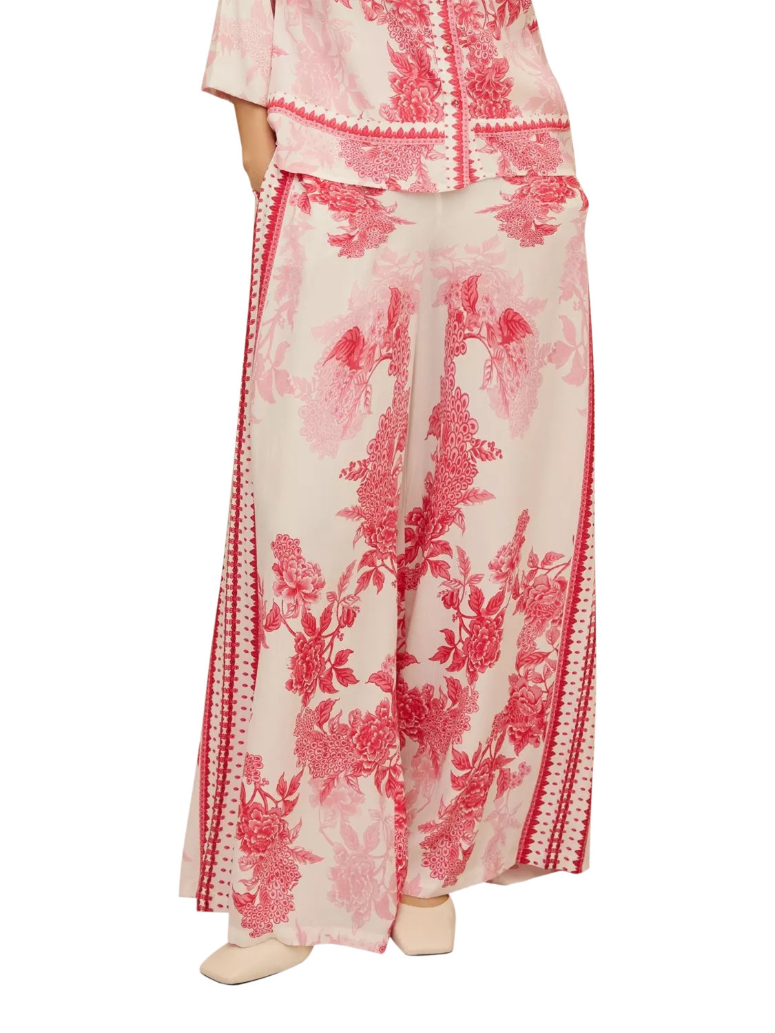 Raishma Myra Floral Wide Leg Trousers, Pink | John Lewis (UK)