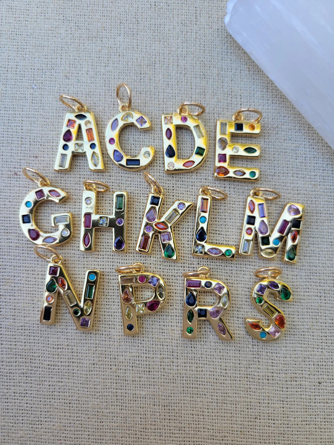 Multi Letter Charm // CZ // Carabiner // Necklace | Etsy (US)