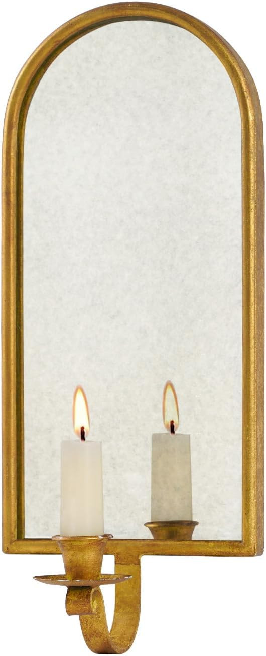 NIKKY HOME Mirrored Wall Candle Holder - Gold Antique Wall Sconces for Taper Candle - Elegant Met... | Amazon (US)