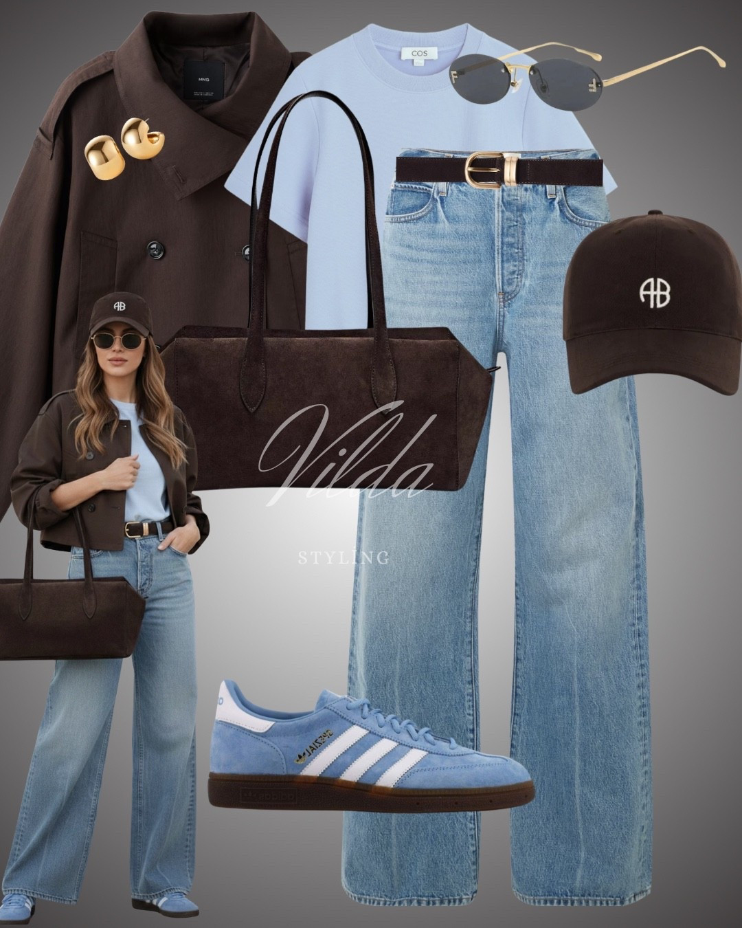Chic in Chocolate & Blue 🍫🩵
Elevate your everyday street style with this perfect tonal mix. Cropped chocolate trench, blue t-shirt, wide-leg jean, Adidas Handball Spezial, brown cap, structured brown handbag #ltkstyle #neutralvibes #brownaesthetic 

#LTKspring #LTKeurope #LTKFashionMonth