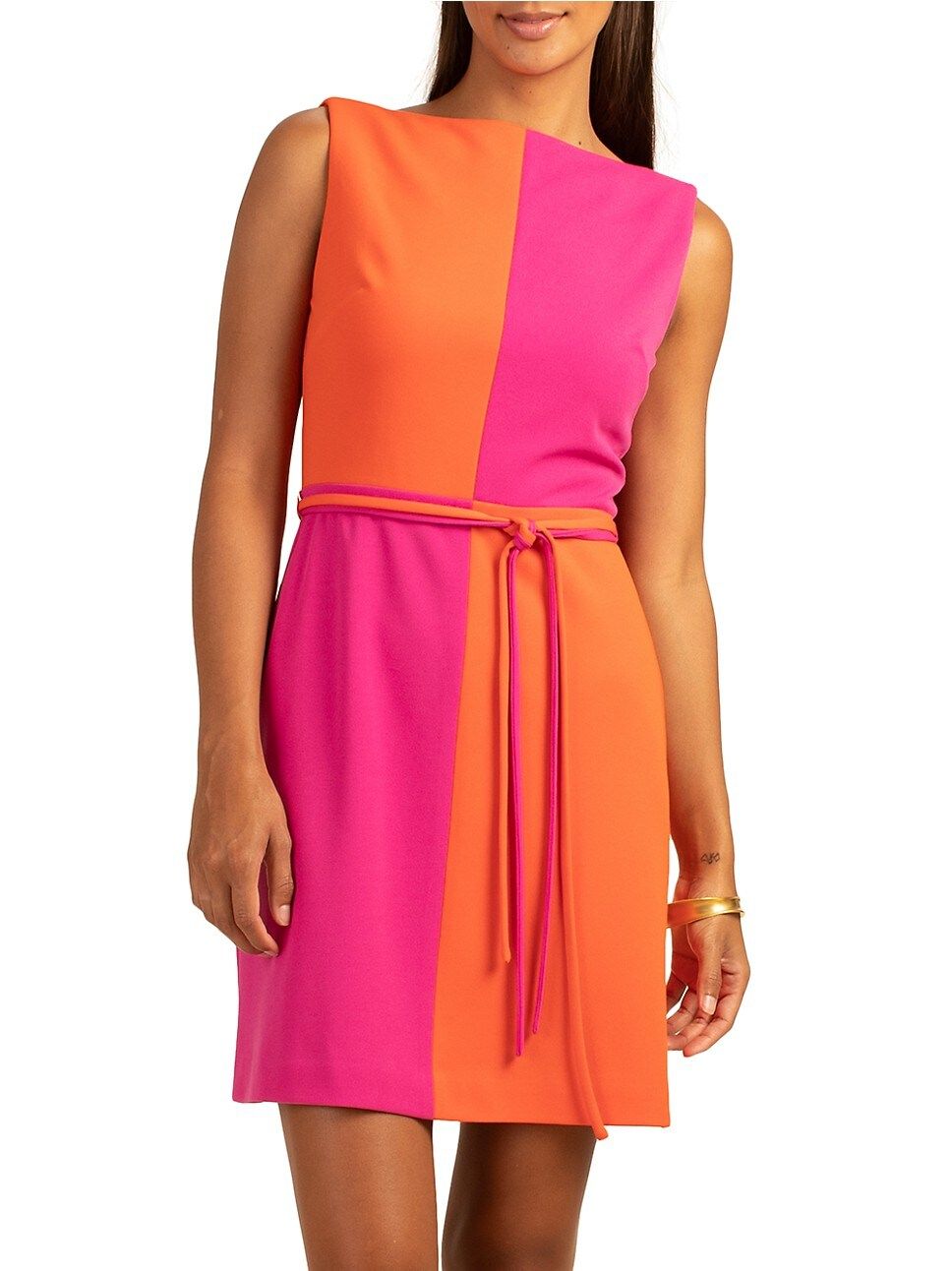 Coco Colorblocked Crepe Knit Tie-Waist Dress | Saks Fifth Avenue