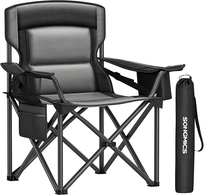 SONGMICS Oversized Camping Chair 450 lb Capacity, Heavy-Duty Outdoor Folding Lawn Chair with Cup ... | Amazon (US)
