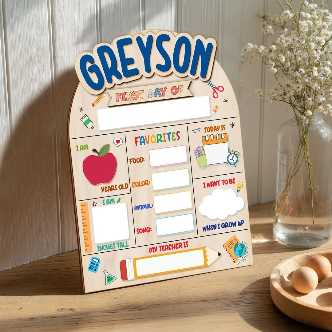 Personalized First Day of School Sign, Last Day School Board, Custom Wooden Back to School Sign f... | Etsy (US)