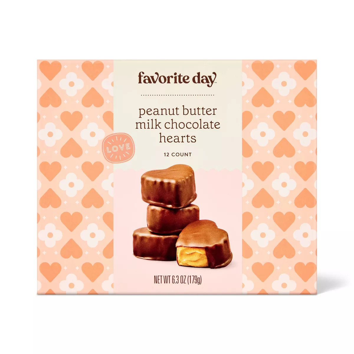 Valentine's Peanut Butter Filled Milk Chocolate Hearts in Gift Box - 6oz - Favorite Day™ | Target