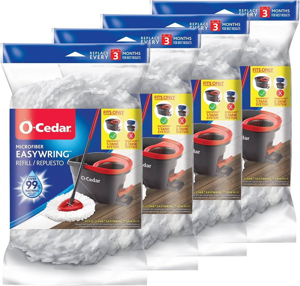 O-Cedar EasyWring Spin Mop Microfiber Refill (Pack of 4) | Amazon (US)