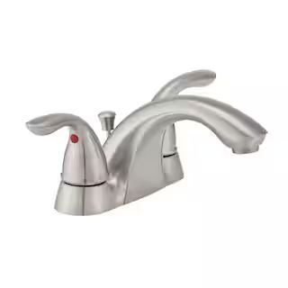 Glacier Bay Builders 4 in. Centerset 2-Handle Low-Arc Bathroom Faucet in Brushed Nickel-HD67091W-... | The Home Depot