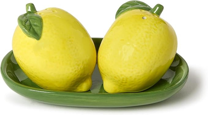 Two's Company Lemon Grove Salt and Pepper Shaker Set on Tray in Gift Box, 5-Inch, Yellow | Amazon (US)