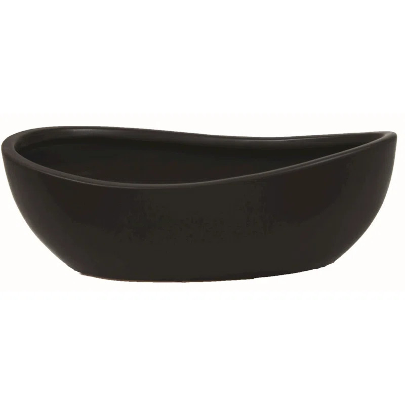 Gort Ceramic Oval Decorative Bowl in Black | Wayfair Professional