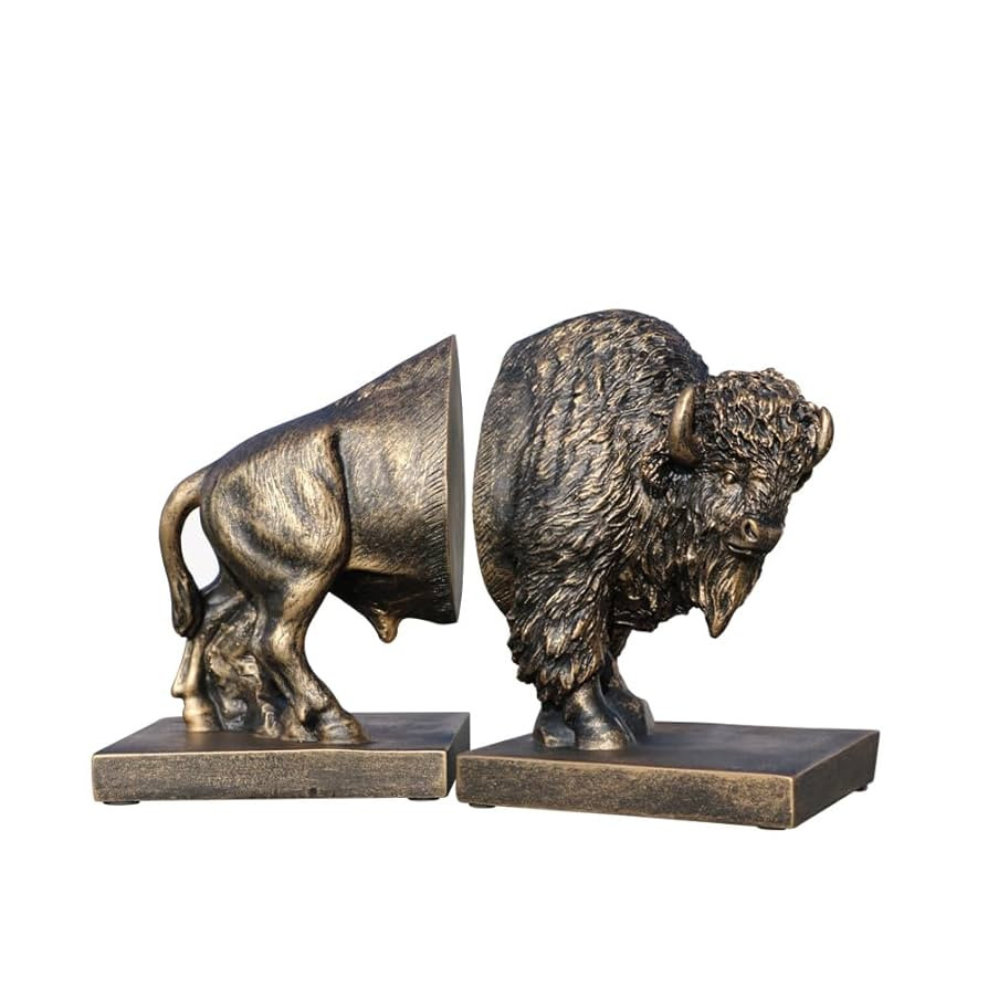 Bellotto Set of 2 Polyresin Buffalo Bookend,Art bookend, Homedecor for Kids, Office Decor (Copper... | Amazon (US)