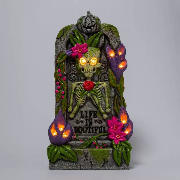 Light Up Life is Bootiful Skeleton and Plants Tombstone Halloween Decorative Prop - Hyde & EEK! B... | Target
