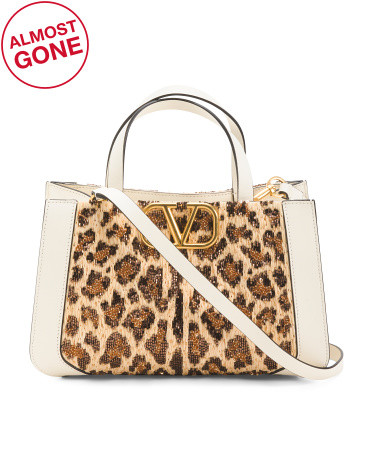 Made In Italy Leather Escape Small Satchel With Animal Embroidery | TJ Maxx