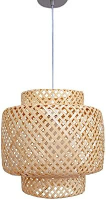Changy Bamboo Lantern Pendant Light Fixture E27 Base Chandelier Natural Rustic Ceiling Lamp for L... | Amazon (US)