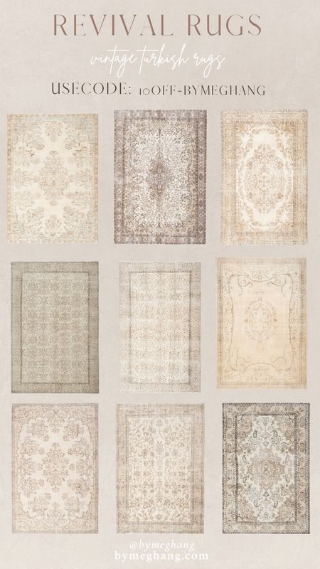 Use my code 10off-ByMeghanG to get 10% off your revival rugs order! They have so many amazing and high quality rugs but my favorites are the one of a kind vintage Turkish rugs! 

#LTKhome #LTKsalealert #LTKFind