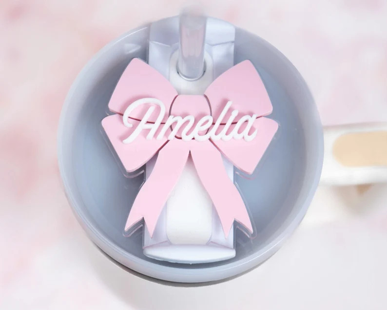 Bow Stanley Name Plate Bow Tumbler Name Tag Cup Accessories Tumbler Topper Fits 20, 30 or 40 Oz -... | Etsy (US)