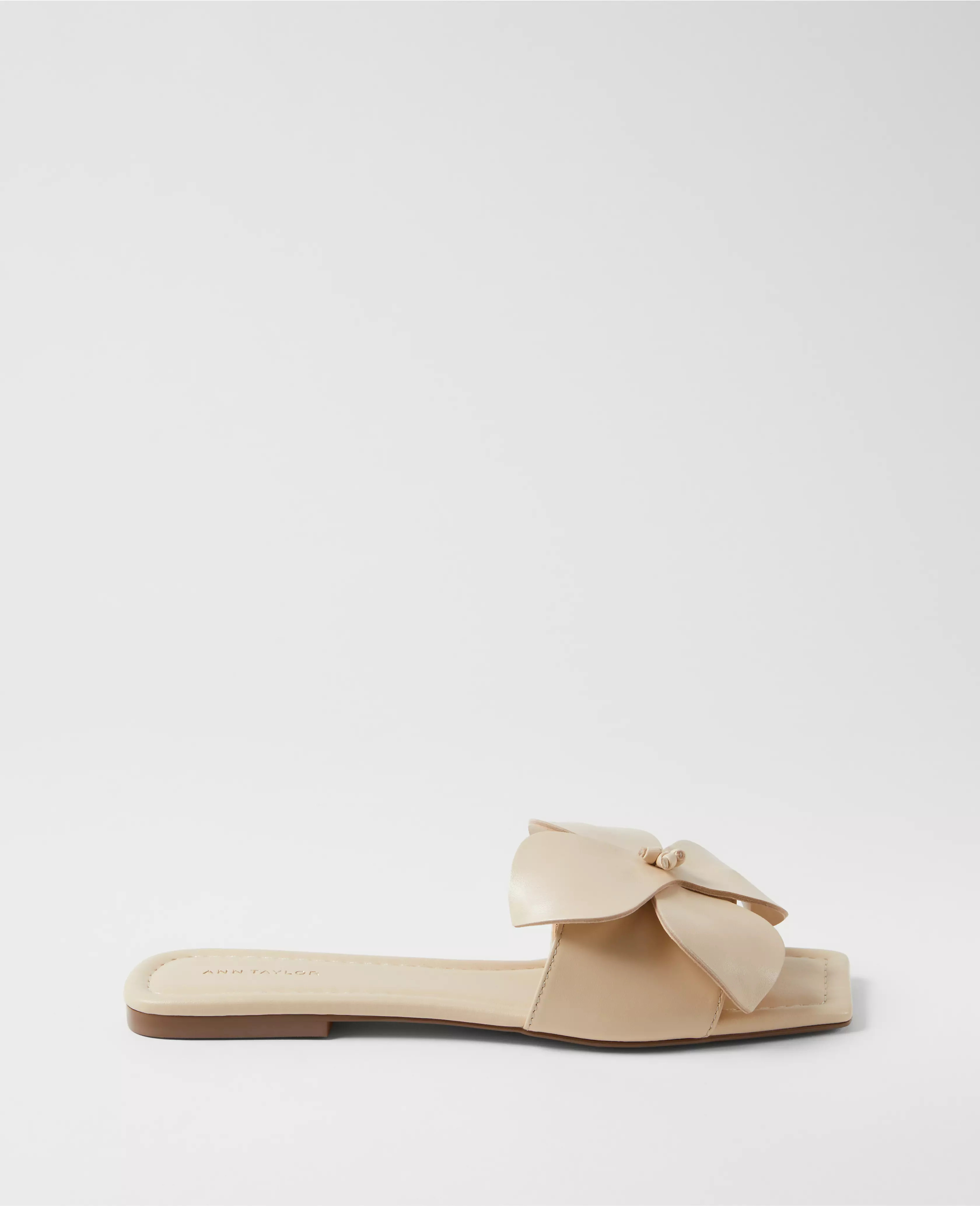 Leather Flower Flat Sandals | Ann Taylor