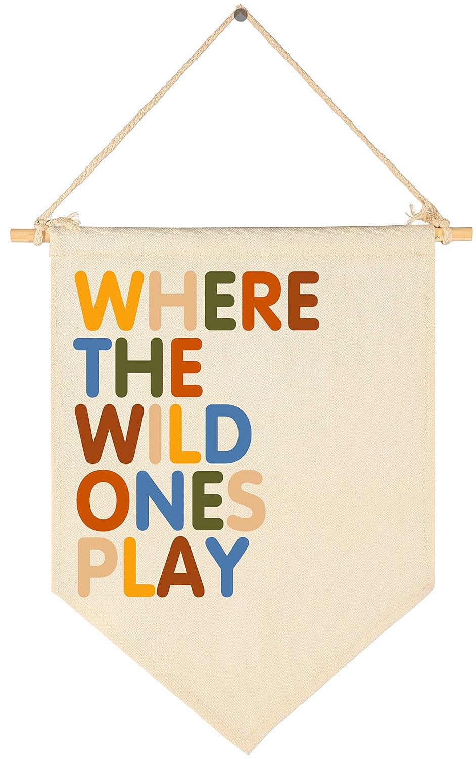 Where The Wild Ones Play - Canvas Hanging Pennant Flag Banner Wall Sign Decor Gift for Nursery Ba... | Amazon (US)
