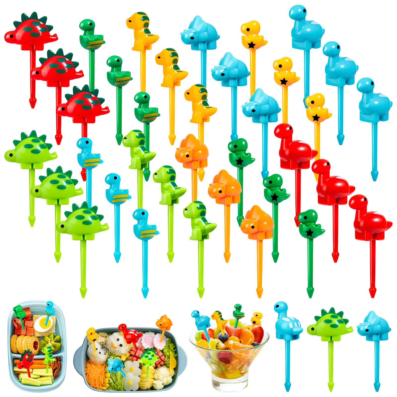36pcs Mini Dinosaur Food Picks, Cute Cartoon Animal Fruit Toothpicks for Dinosaurs Birthday Party... | Amazon (US)