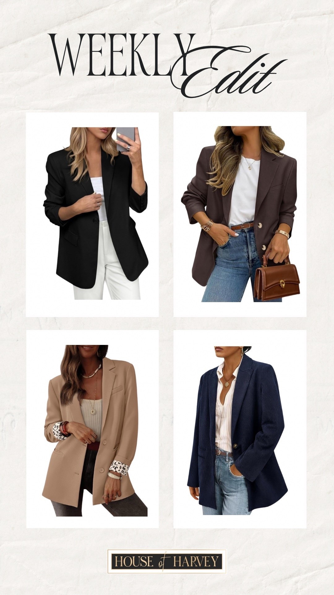 WEEKLY EDIT—Clean lines and neutral palettes get a bold twist this week. I found the best blazers that all embody this minimalist edgy vibe that is perfect for fall! All of these blazers are under $100 and linked ⬆️

#ltkcreator #ltkfinds #ltkwatchnow #amazon #amazonfinds #blazer #fall #fallfashion #fallfinds #falloutfits 

#LTKSeasonal #LTKFindsUnder100 #LTKStyleTip