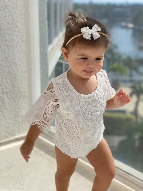 Baby Girl romper with lace, toddler girl romper outfit with lace, Toddler girl summer outfit, Bab... | Etsy (US)