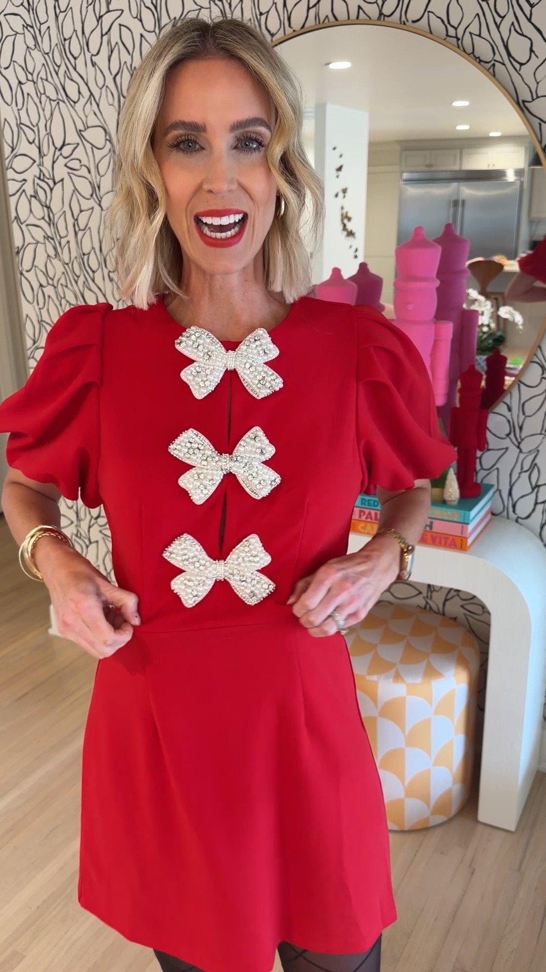 Gorgeous red holiday dress with bows! Red bow Christmas dress! It’s true to size. I am wearing my usual size small.

#LTKHoliday