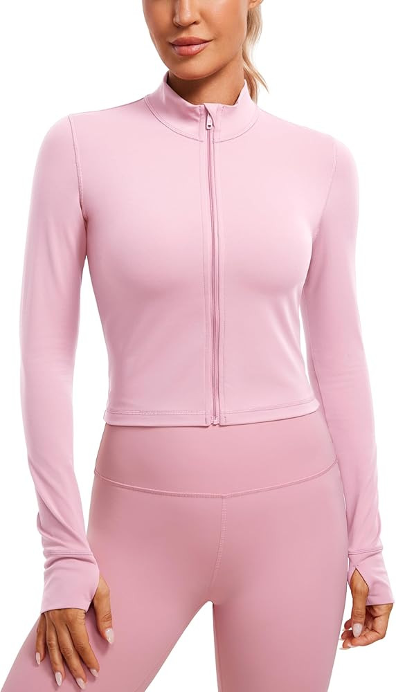 CRZ YOGA Womens Butterluxe Full Zip Cropped Workout Jacket Slim Fit Lightweight Athletic Yoga Top... | Amazon (US)