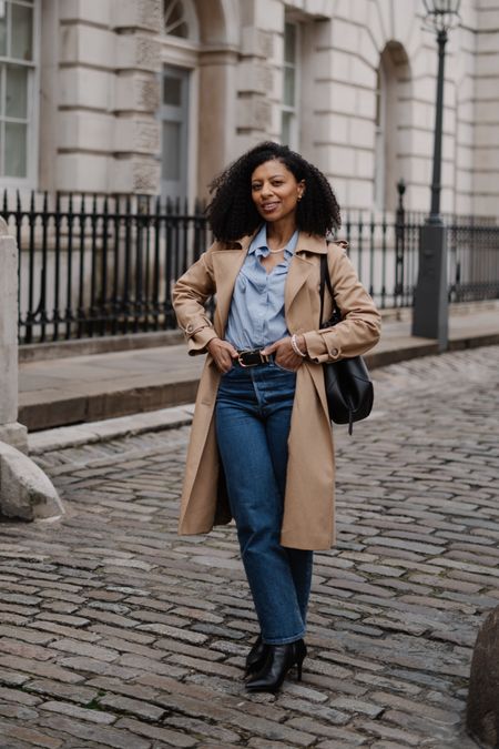 Classic Spring outfit: blue shirt, trench coat and straight jeans. 

Wardrobe staples 
Petite style 


#LTKSeasonal #LTKover40 #LTKeurope