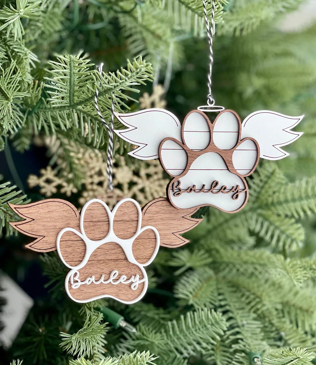 Pet Memorial Ornament, Paw with Wings Christmas Ornament, Shiplap Paw Ornament, Pet Angel Paw Orn... | Etsy (US)