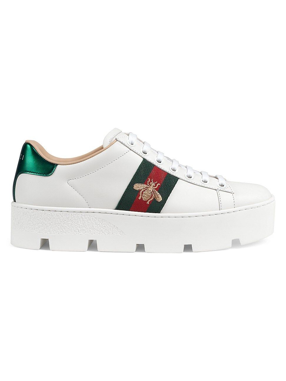 Gucci Women's New Ace Platform Bee Sneakers - White - Size 5 | Saks Fifth Avenue