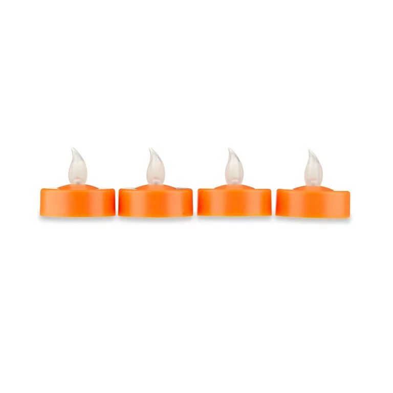 Halloween Flameless Orange LED Tealight Candles, 4 Count, Way To Celebrate | Walmart (US)