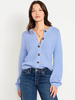 Garter-Knit Cardigan Sweater | Old Navy (US)