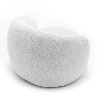 Curved Light Gray Swivel Upholstered Barrel Chair | Wayfair North America