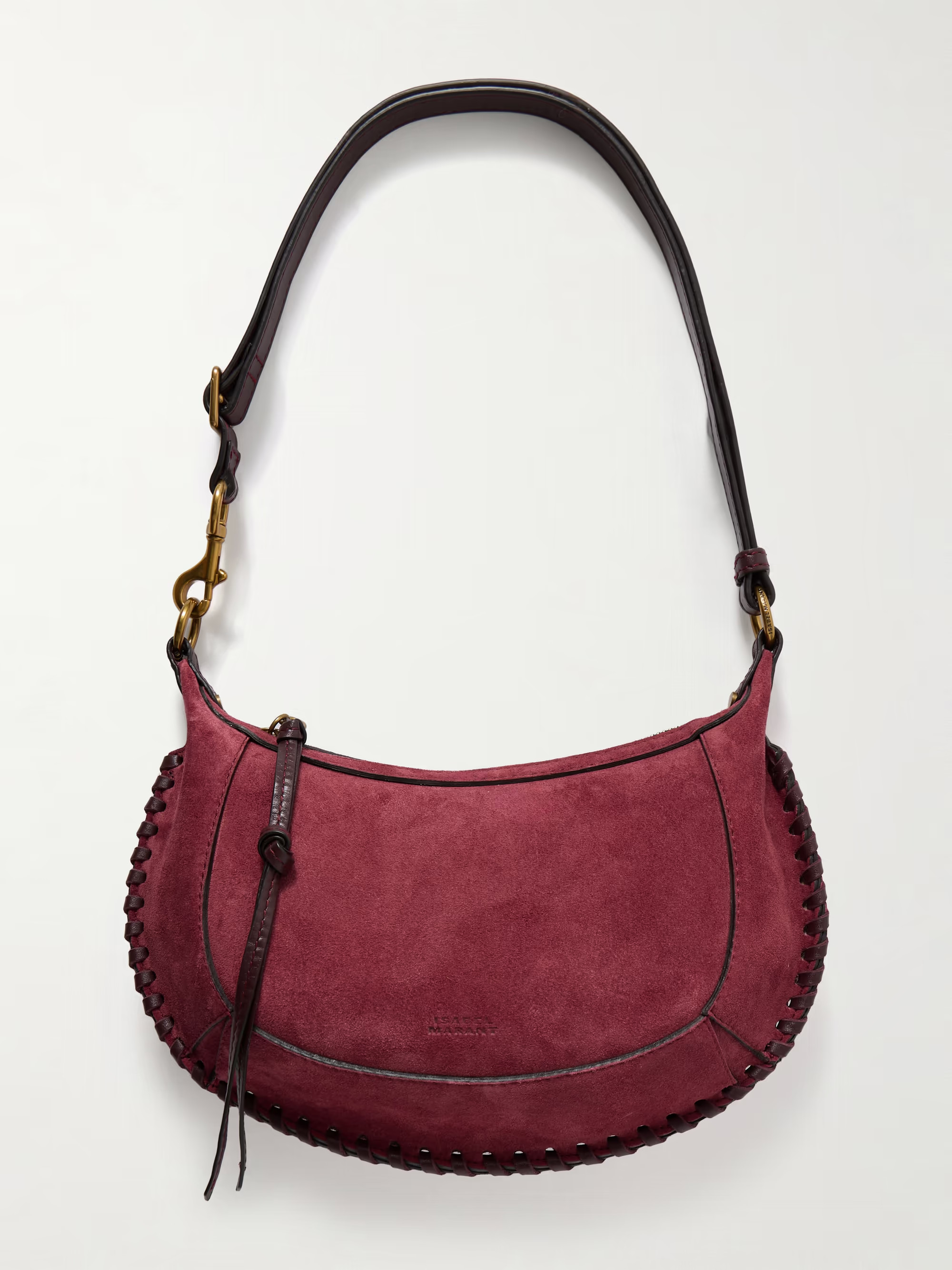 Oskan Moon whipstitched leather-trimmed suede shoulder bag | NET-A-PORTER (US)