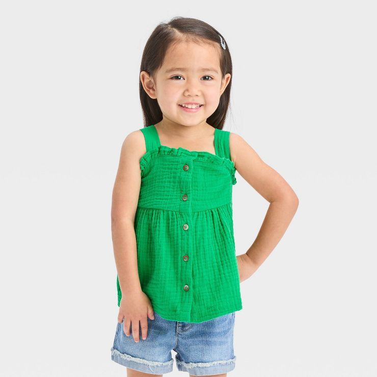 Toddler Girls' Button-Down Tank Top - Cat & Jack™ Green | Target