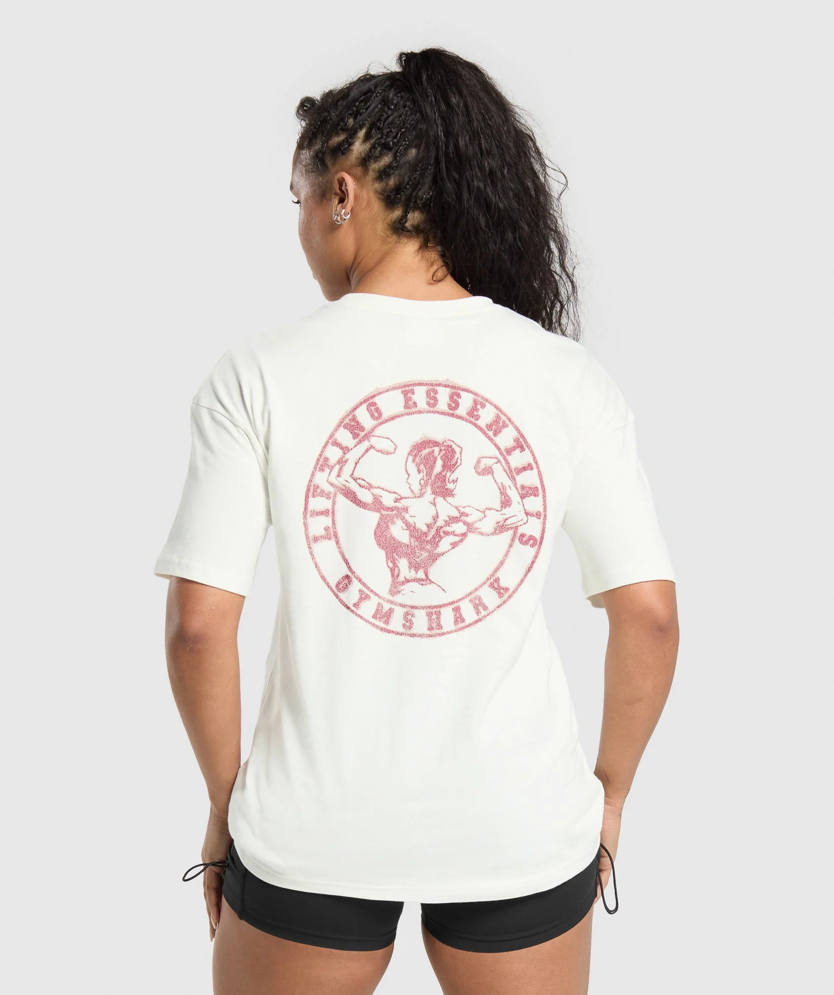 Gymshark Back Gains Graphic Oversized Tee - Soft White | Gymshark US