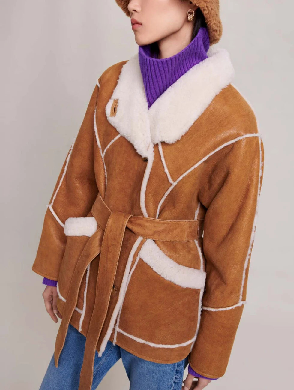 Short fleece coat Brown for Women | Maje | Maje US