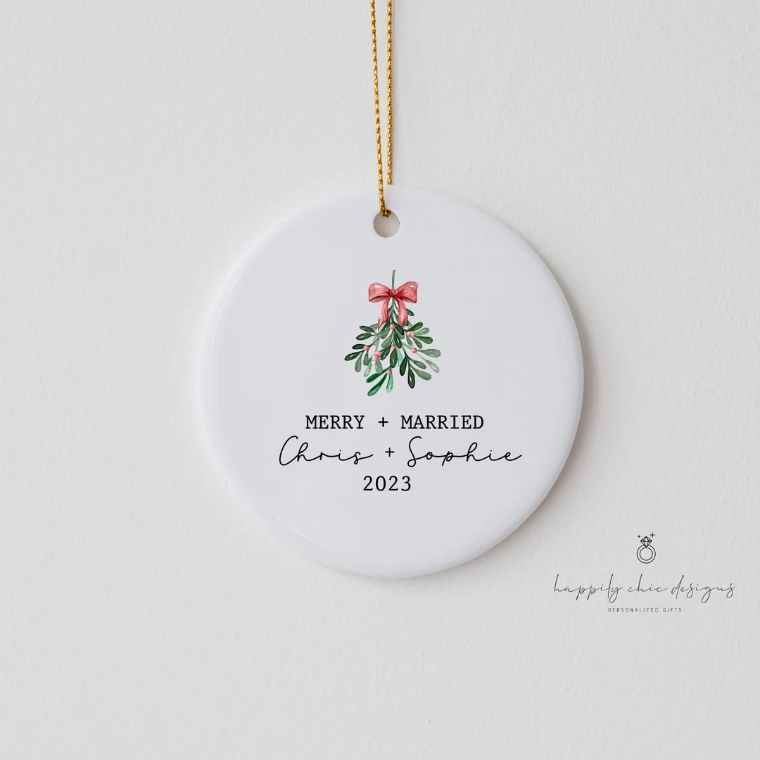 Merry and Married Ornament Mr and Mrs First Christmas Married - Etsy | Etsy (US)