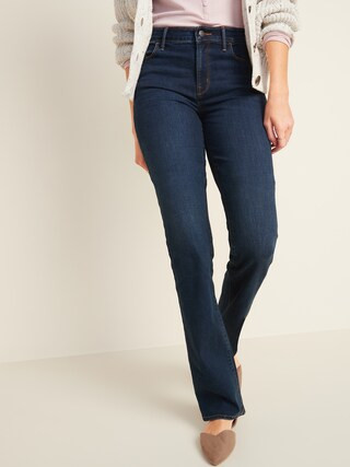 Mid-Rise Dark-Wash Kicker Boot-Cut Jeans for Women | Old Navy (US)