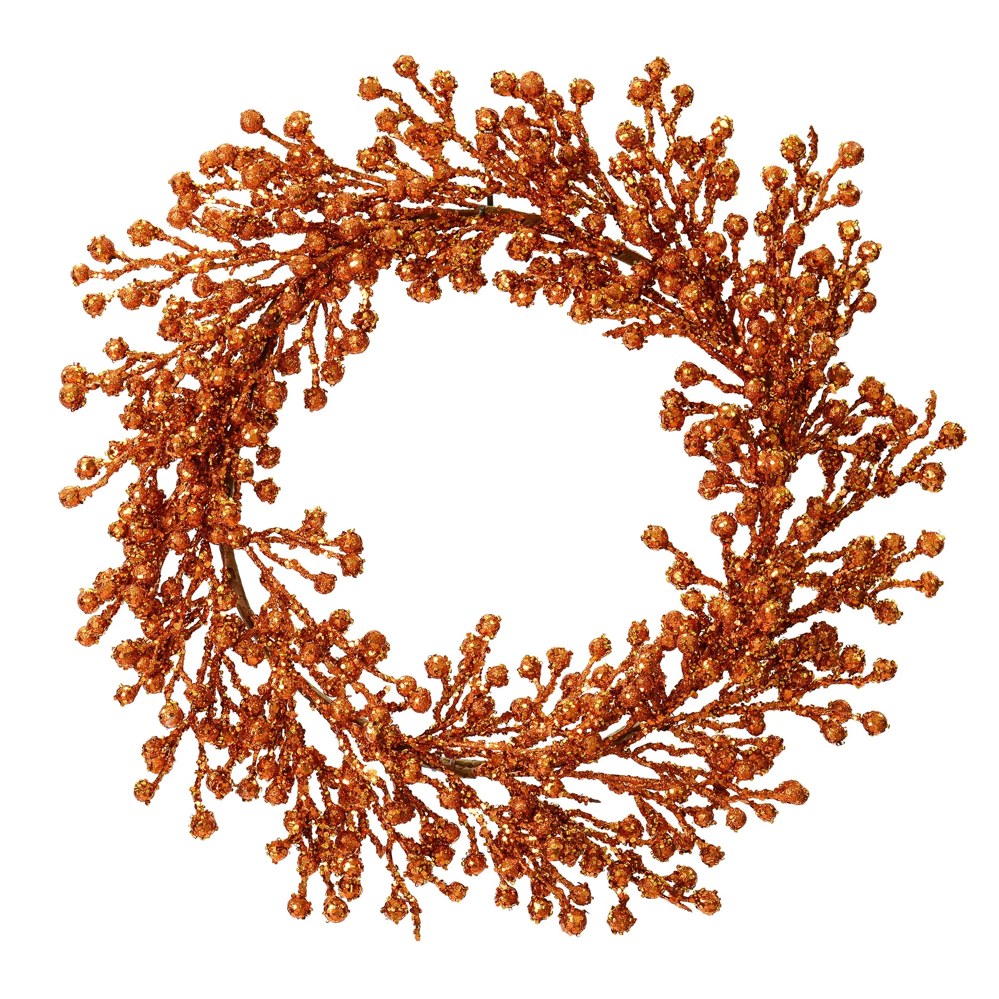 22" Copper Glitter Berry Wreath Outdoor | Walmart (US)
