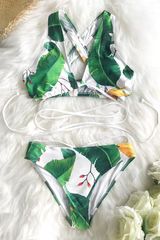 Leafy Print Wrap Bikini | Cupshe