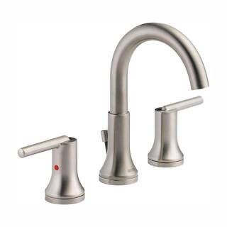 Delta Trinsic 8 in. Widespread 2-Handle Bathroom Faucet with Metal Drain Assembly in Stainless-35... | The Home Depot