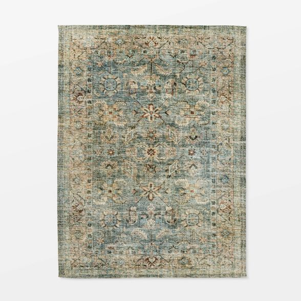 Ledges Digital Floral Print Distressed Persian Rug Green - Threshold™ designed by Studio McGee | Target