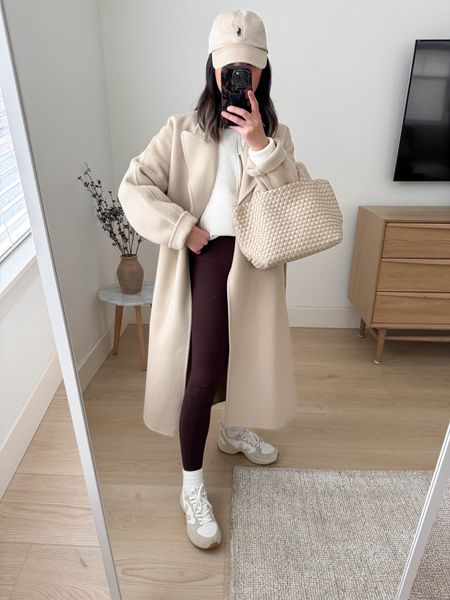 Winter drop off outfit ideas. Winter coats. This one is old Gentle Herd but linked similar options from
Aritzia. 

Gentle Herd coat xs
Varley pullover xs
Uniqlo heattech tee small
Varley leggings xs
Hanes socks
Veja sneakers 36. Size up a full to 2 full sizes. 
Naghedi mini bag in ecru 
Polo Ralph Lauren hat 

#LTKitbag #LTKshoecrush #LTKSeasonal