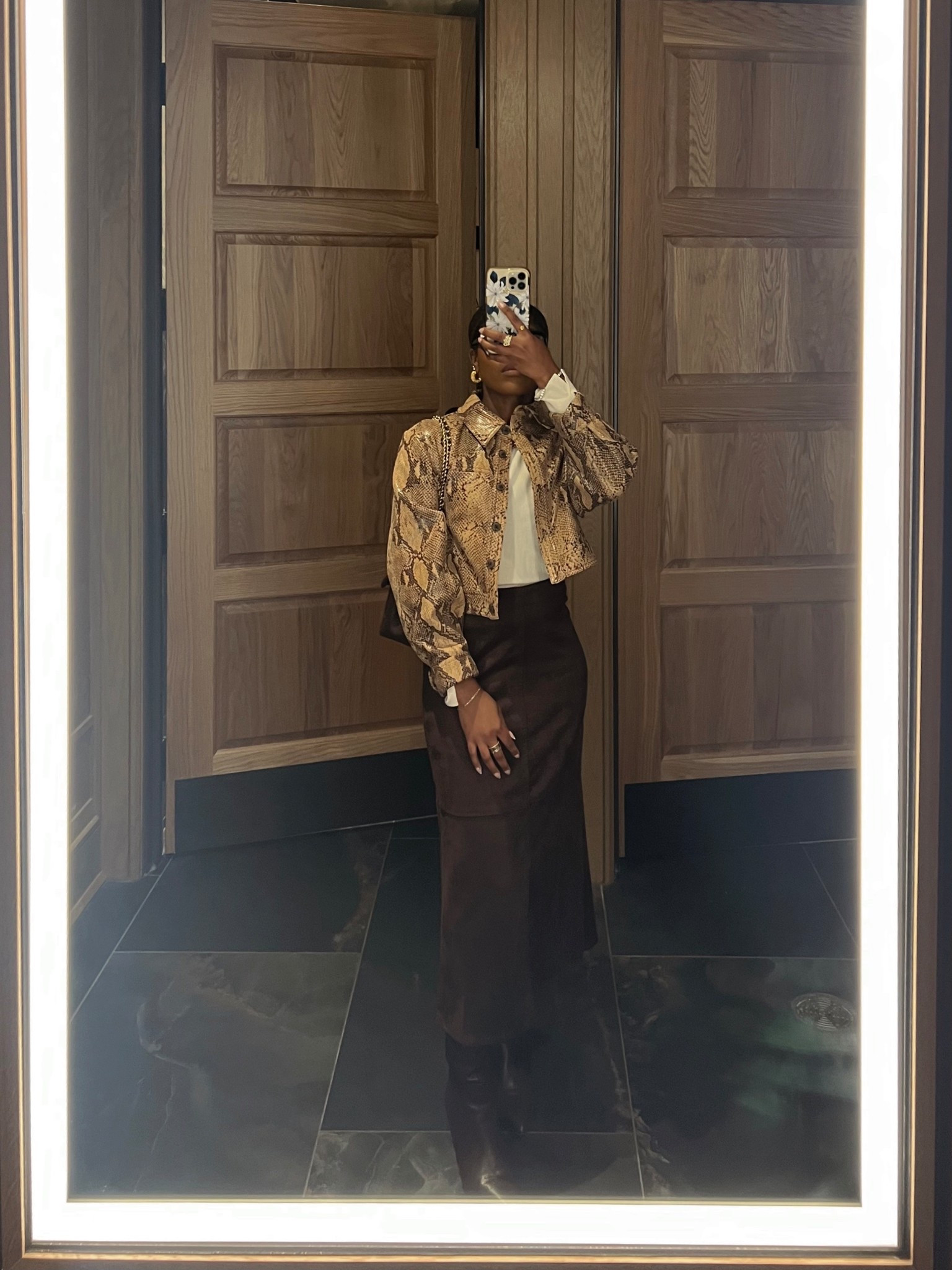 snake print jacket, fall boots, fall outfit inspo, elevated neutral outfit, old money aesthetic, sophisticated evening look, monochrome brown outfit, minimal chic style, feminine power dressing, leather midi skirt, luxe texture mix, modern classic style, understated glamour, capsule wardrobe outfit, quiet luxury fashion, statement outerwear, faux suede#LTKStyleTip 

#LTKWorkwear #LTKSeasonal