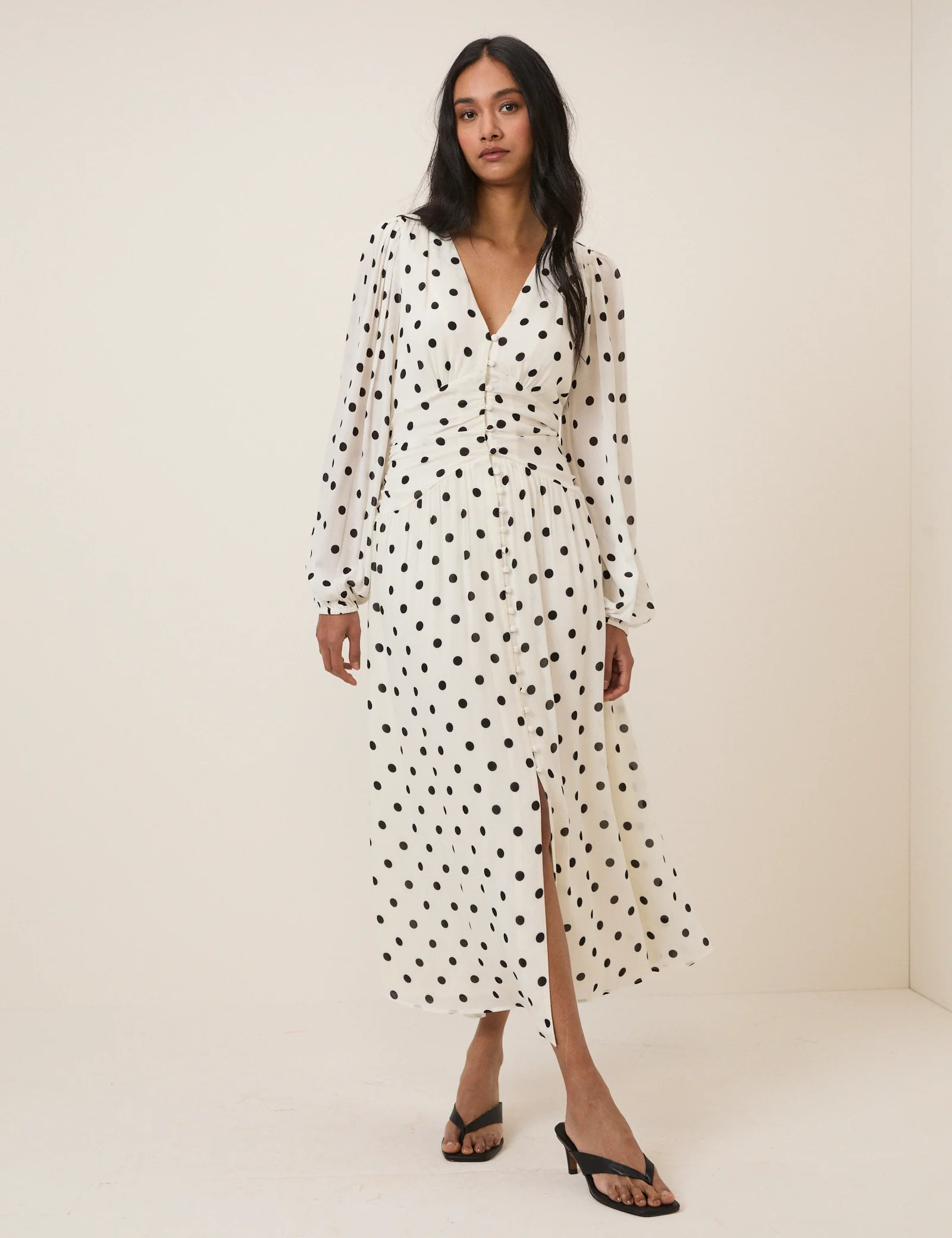 White Polka Dot Luna Midi Dress | Nobody's Child