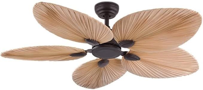 LLCOP 52 Inch Ceiling Fan with Remote Control，Palm Fan Light with 5 Leaf Blades，Retro Ceiling... | Amazon (UK)