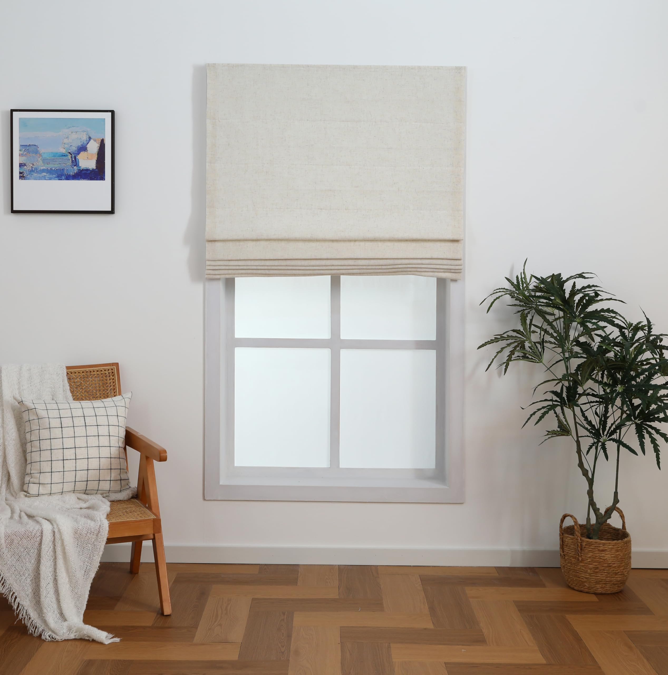 Everyday Celebration Linen Blend Cordless Roman Blinds – Light Filtering Pull Down Window Treat... | Amazon (US)