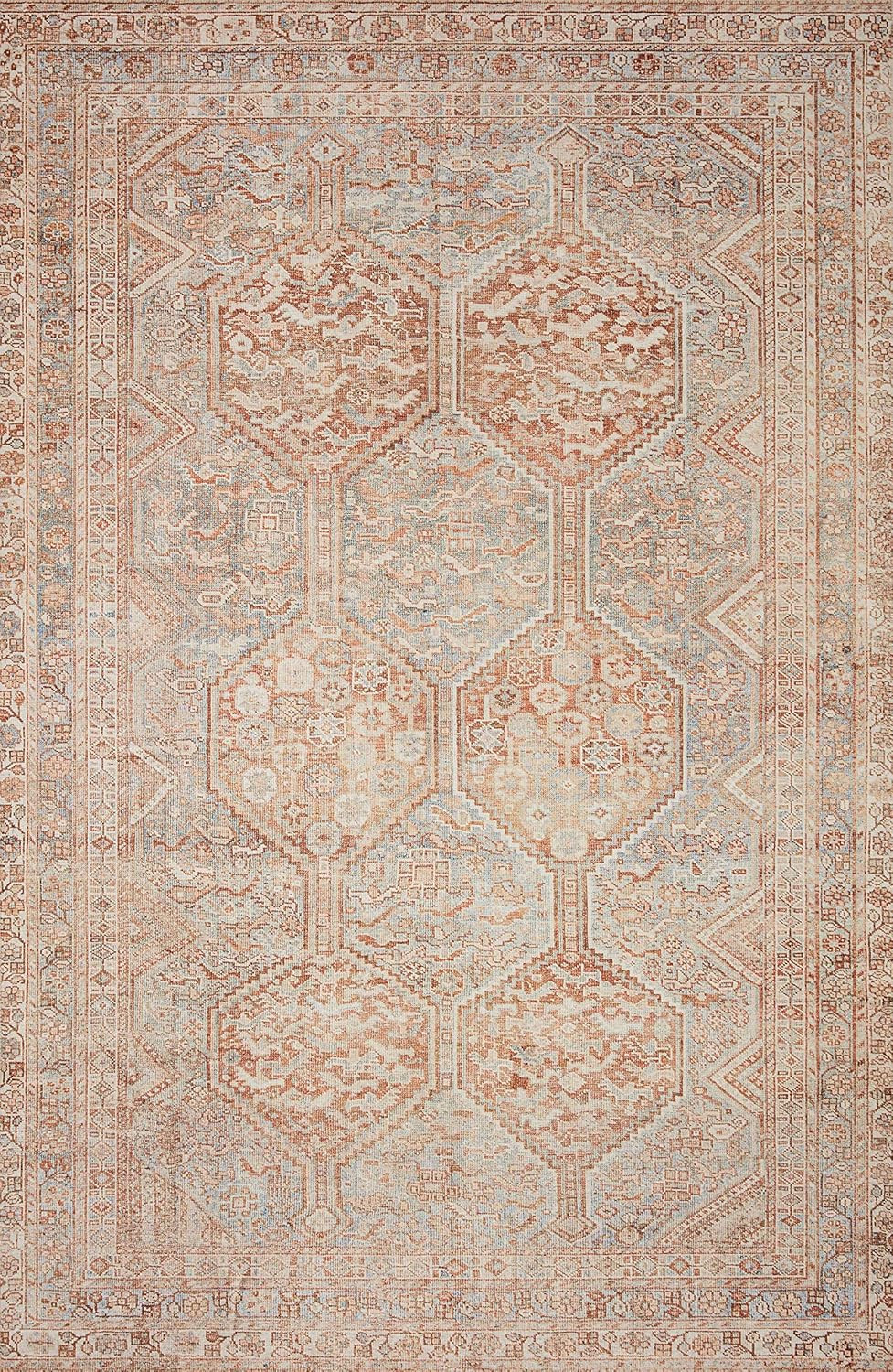 Chris Loves Julia x Loloi Jules JUL-04 Tangerine / Mist Oriental Area Rug 5'-0" x 7'-6" | Amazon (US)